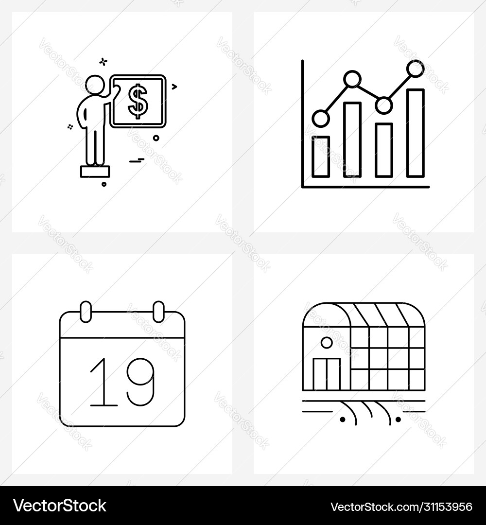 Pixel perfect set 4 line icons such as graph Vector Image