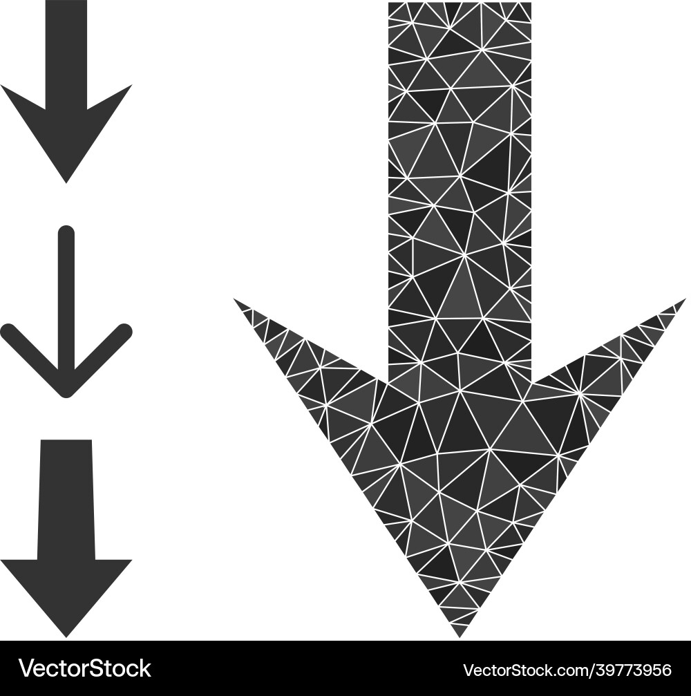 Polygonal arrow down icon with similar Polygonal arrow down icon with similar vector image