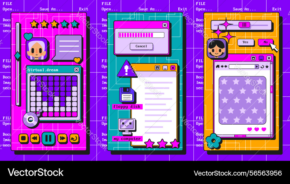 Retro user interface windows collection Retro user interface windows collection vector image