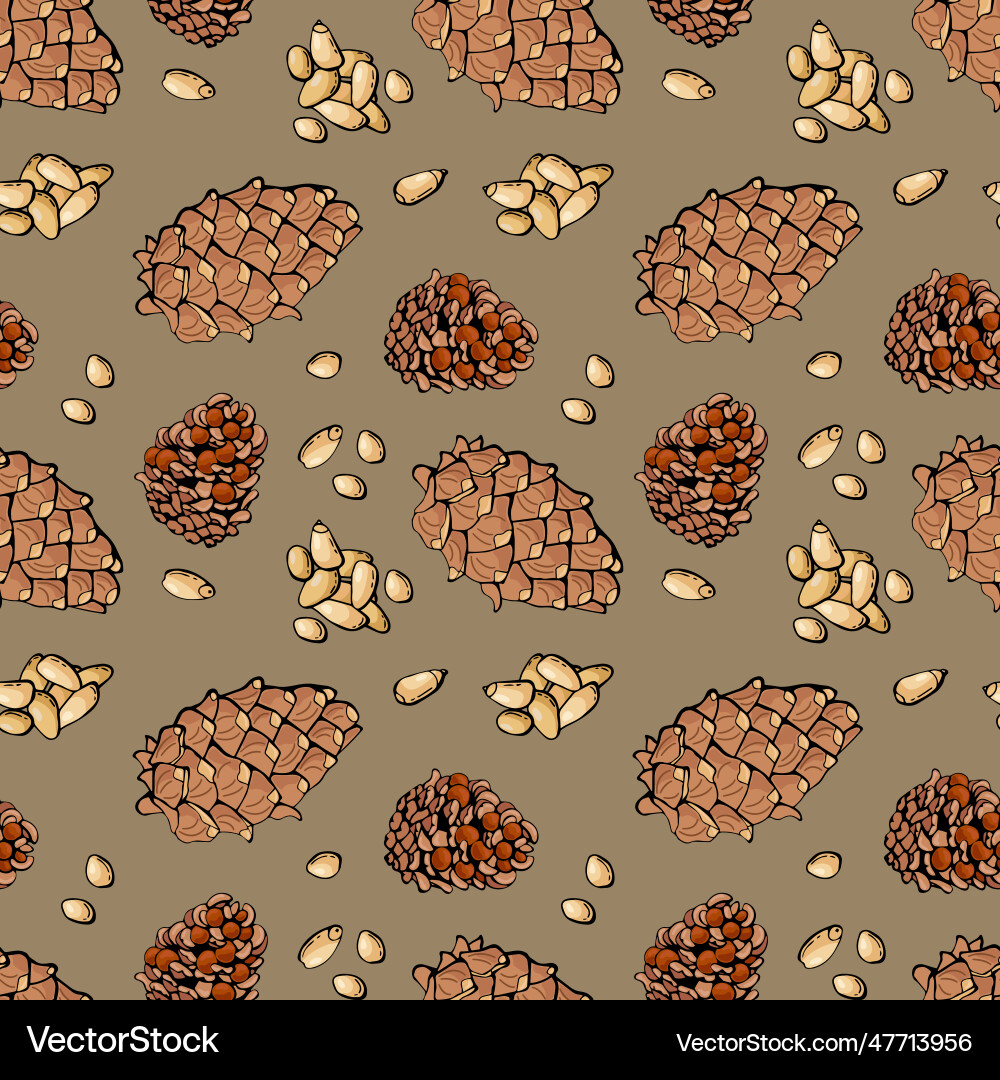 Seamless pattern with pine nuts Vector Image