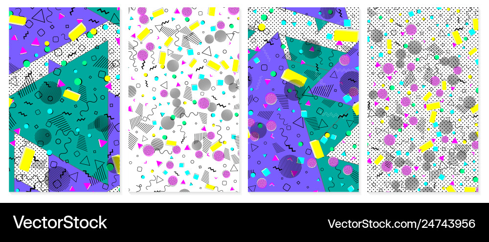 Set memphis pattern pop art color background Set memphis pattern pop art color background vector image