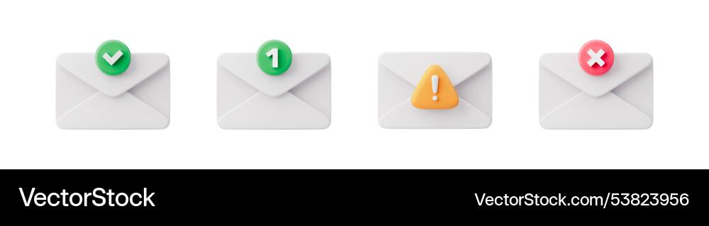 Set of envelope with different mark Set of envelope with different mark vector image