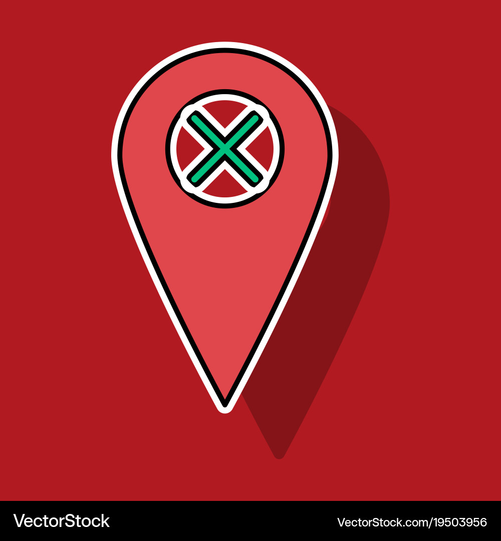 Sticker navigation geolocation icon in flat Vector Image