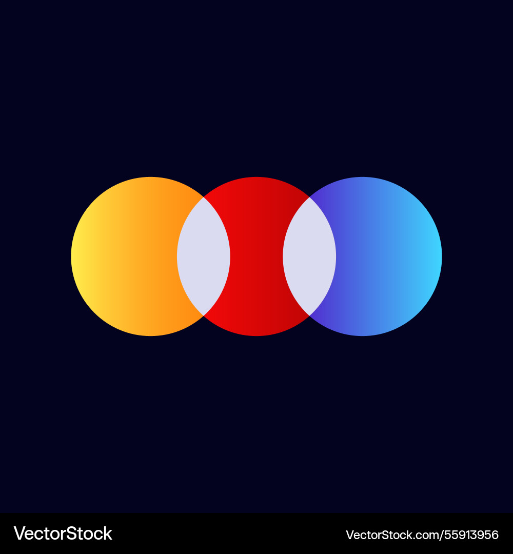Three overlapping circles in primary and secondary Vector Image