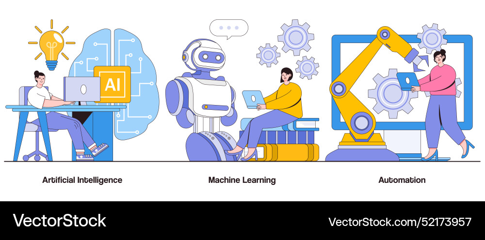 Artificial intelligence machine learning Artificial intelligence machine learning vector image