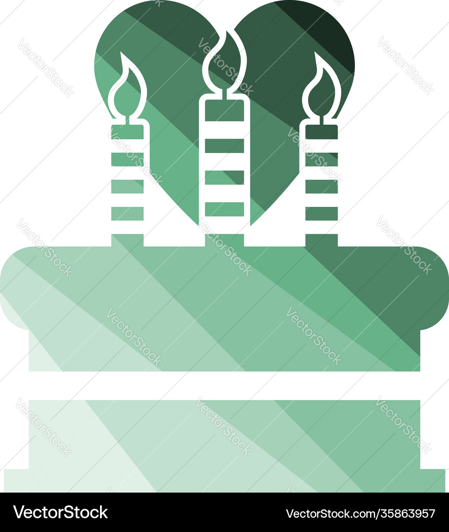 Cacke with candles and heart icon Cacke with candles and heart icon vector image