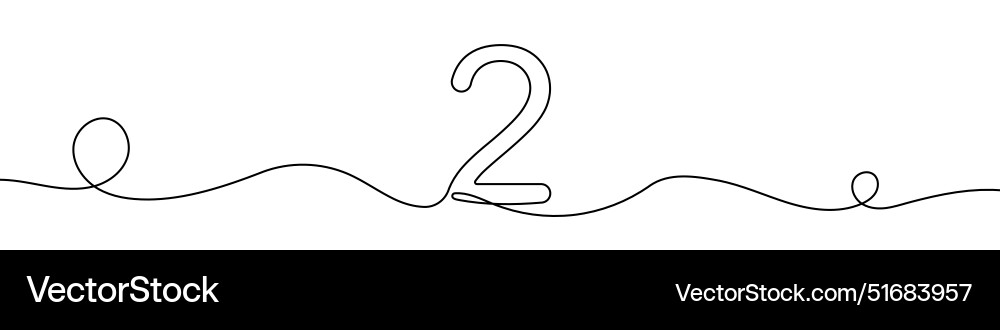 Continuous editable line drawing of number 2 one Continuous editable line drawing of number 2 one vector image
