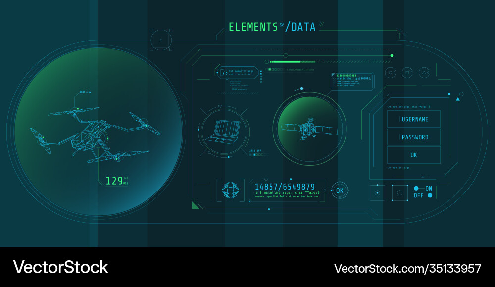 Design virtual interface drone Design virtual interface drone Vector Image