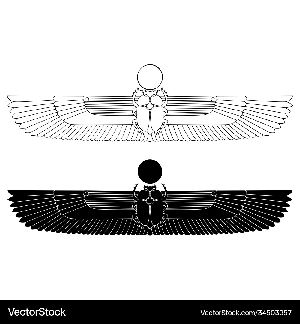 Egyptian symbol winged sun with scarabaeus Vector Image