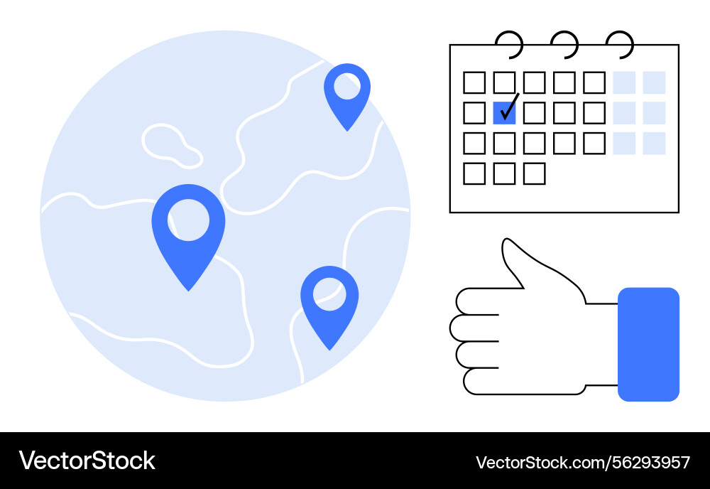 Global map with location markers calendar Global map with location markers calendar vector image