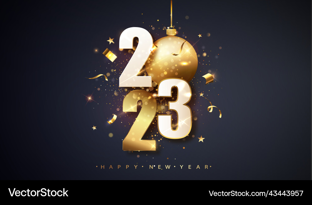 Happy new year 2023 festive design with christmas Happy new year 2023 festive design with christmas vector image
