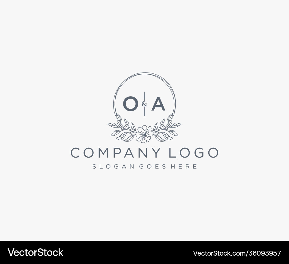 Initial oa letters floral frames unique Vector Image