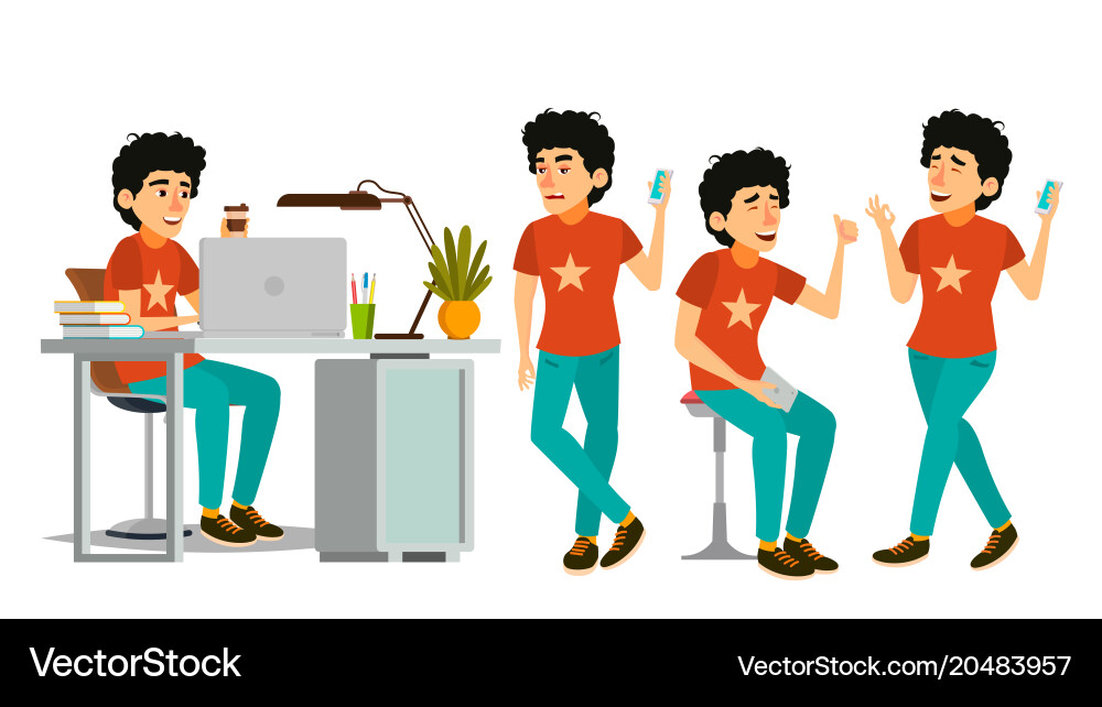 Junior developer character young coder Vector Image