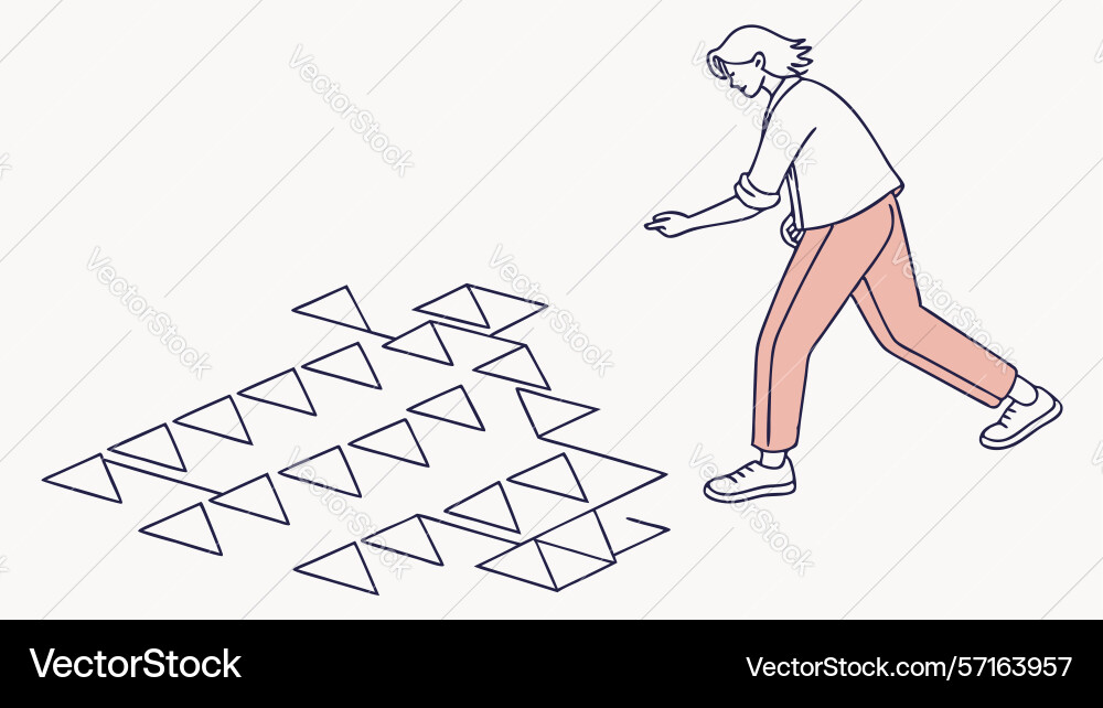 Man building geometric structure creative vector image