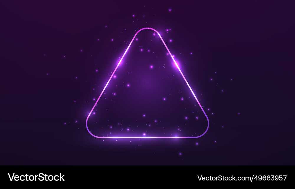 Neon rounded triangle frame with shining effects Neon rounded triangle frame with shining effects Vector Image