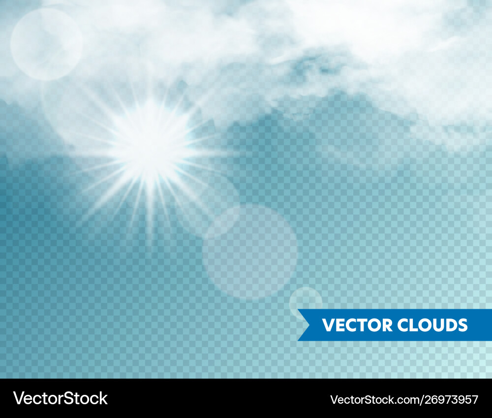 Realistische Wolken mit Sonnenlicht isolierte Wolken Realistische Wolken mit Sonnenlicht isolierte Wolken vektorbild