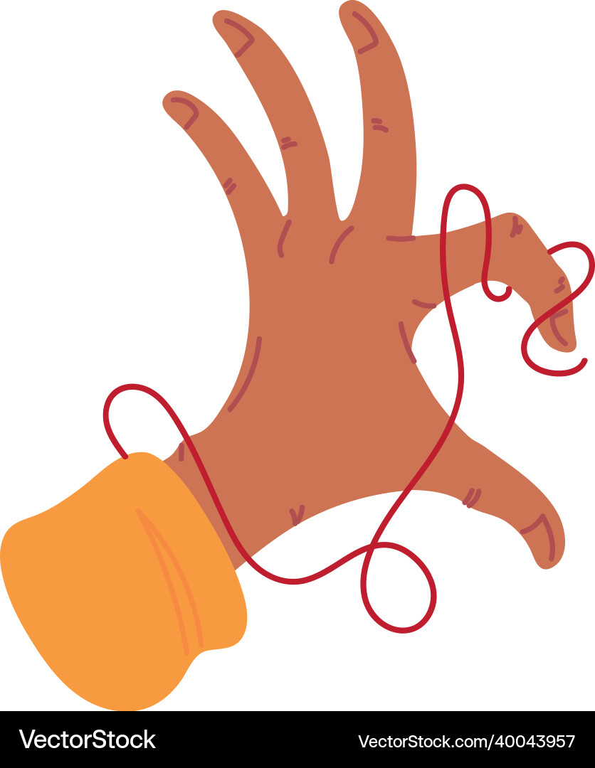 Red string in hand vector image