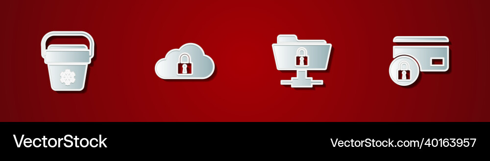 Set cooler bag cloud computing lock ftp folder Set cooler bag cloud computing lock ftp folder vector image