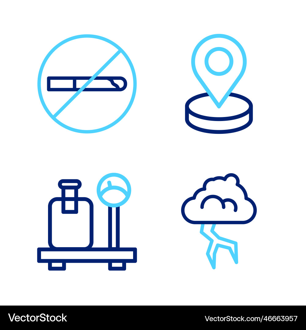 Set line storm scale with suitcase location Set line storm scale with suitcase location vector image