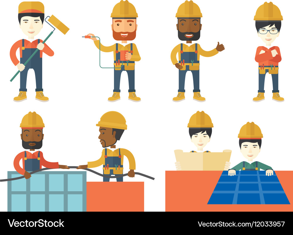 Set of constructors and builders characters Vector Image