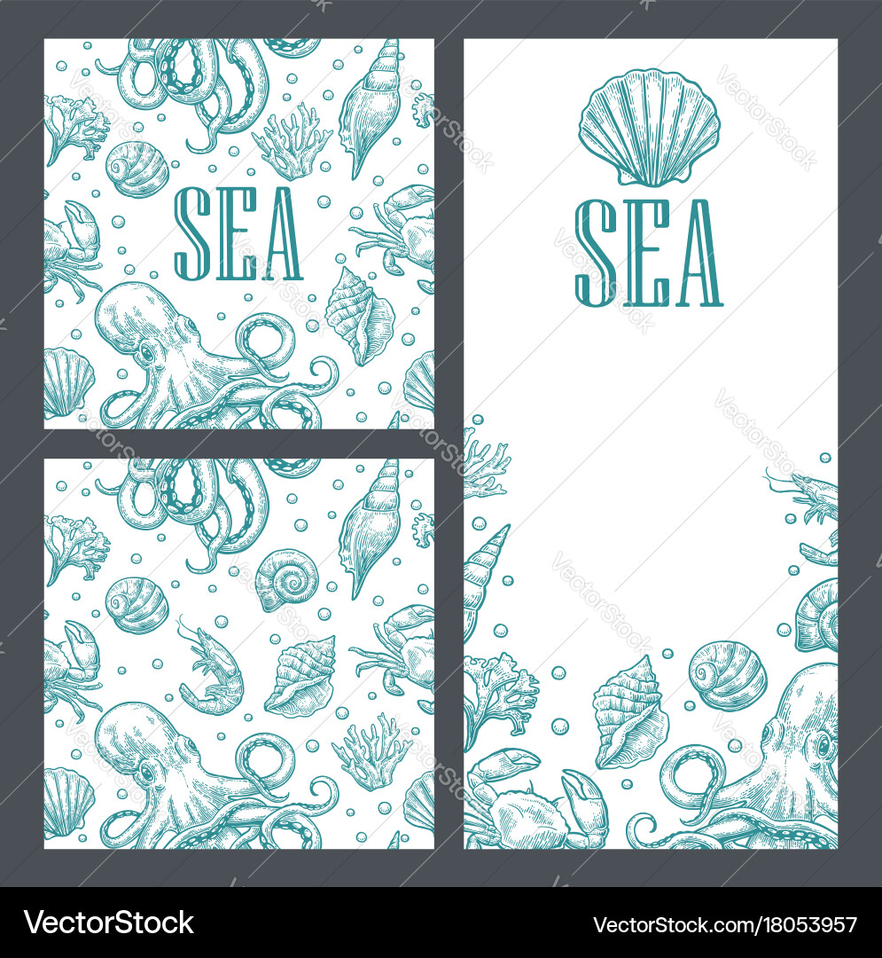 Template for greeting card and seamless pattern vector image