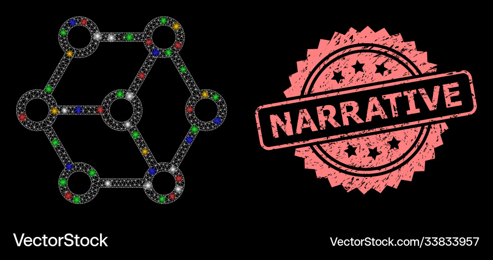Textured narrative stamp and network blockchain Textured narrative stamp and network blockchain vector image