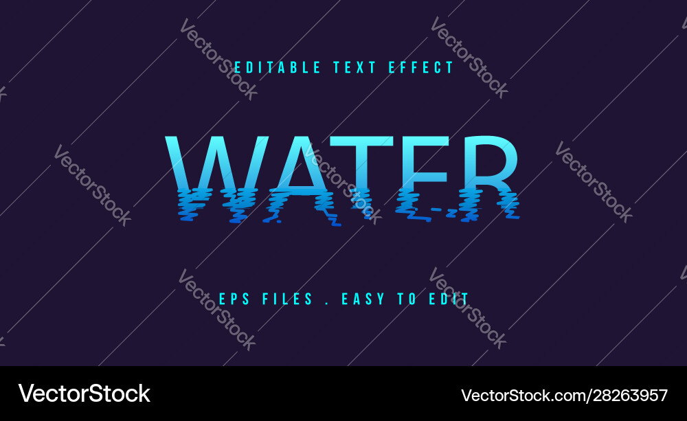Water text effect editable Vector Image