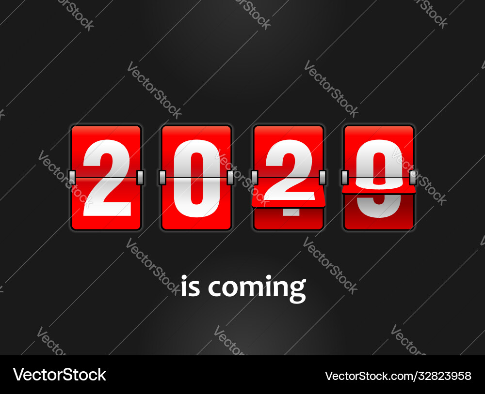 2020 in flip countdown timer vector image