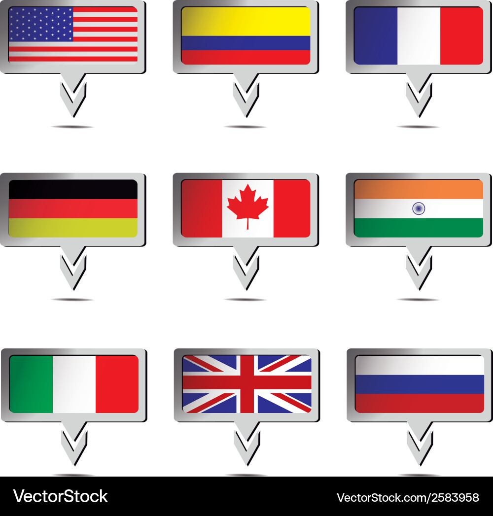 A set pins with flags inside them Vector Image