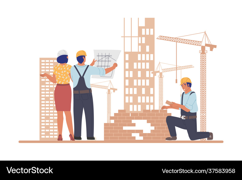 Baustelle Industriearbeiter Architekten Baustelle Industriearbeiter Architekten vektorbild