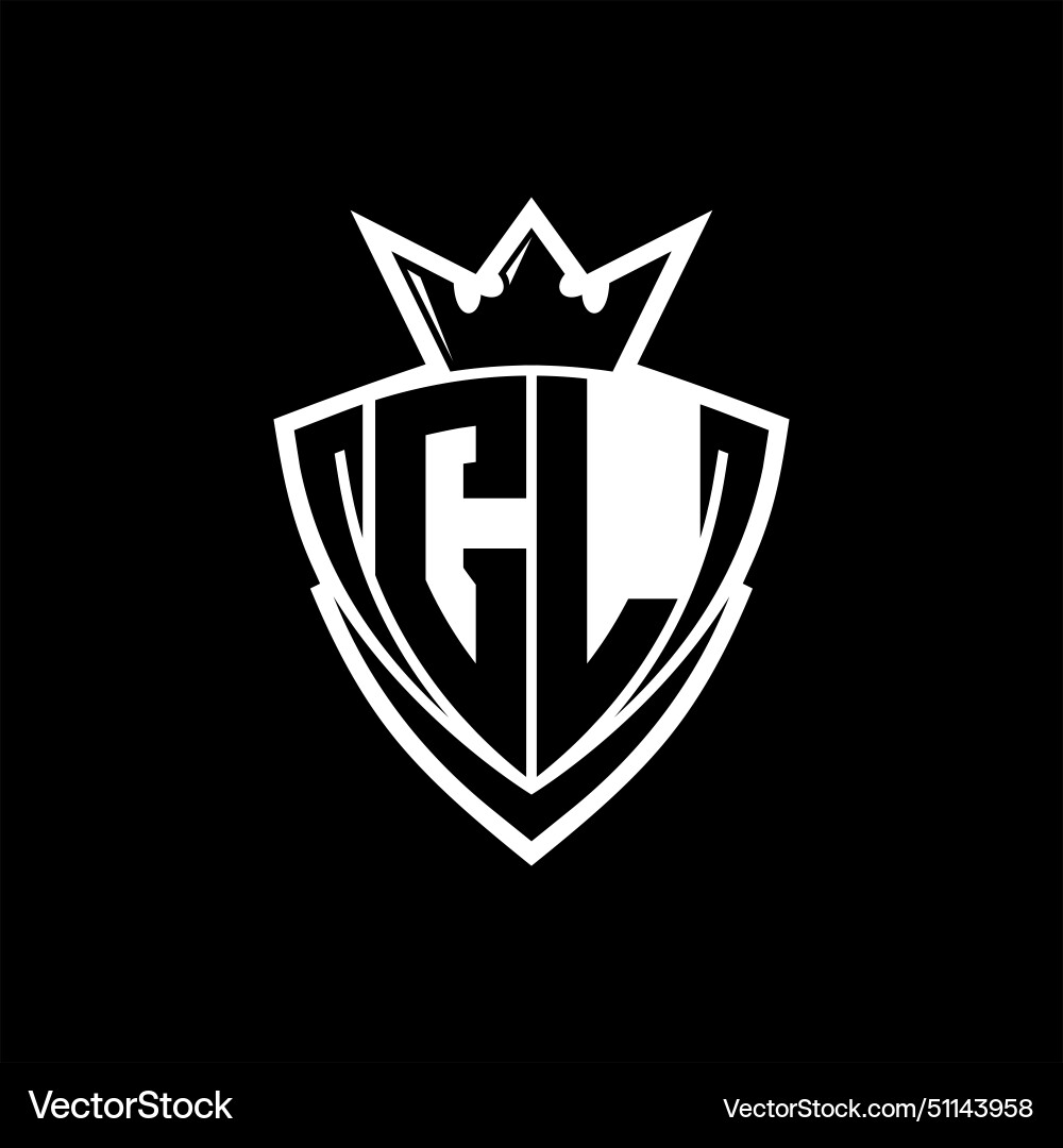 Cl letter logo with sharp triangle shield shape Vector Image