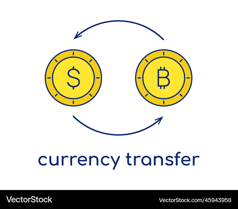 Coins and arrows in a circle converting bitcoin vector image