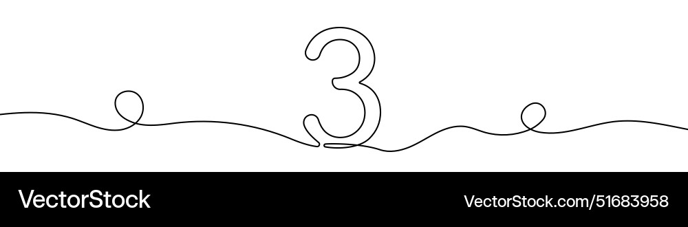 Continuous editable line drawing of number 3 one Continuous editable line drawing of number 3 one vector image