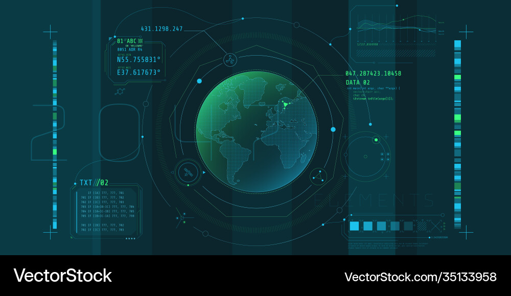 Design virtual interface planetary Design virtual interface planetary vector image