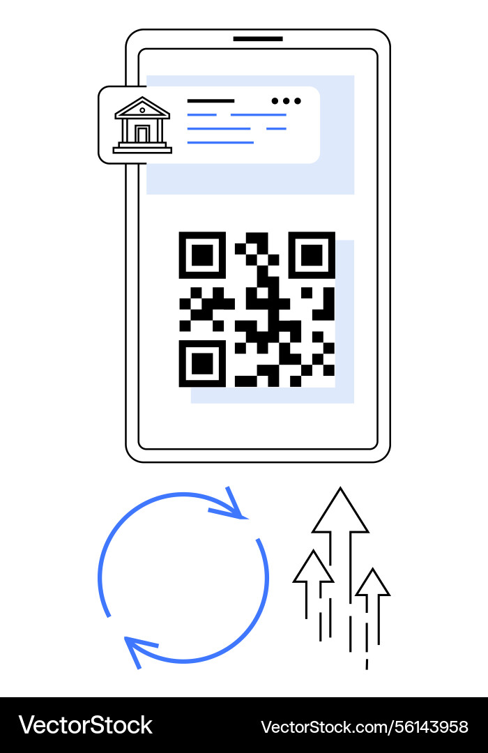 Digital payment system with qr code on smartphone Digital payment system with qr code on smartphone vector image