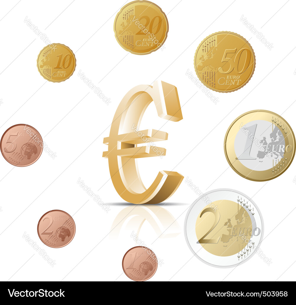 Euro Coins - Monetary Symbols Vector Image