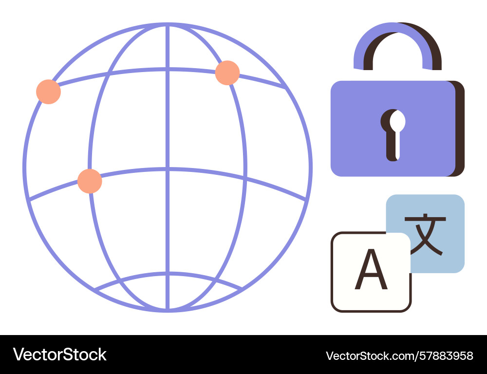 Global connectivity with security and multilingual Vector Image