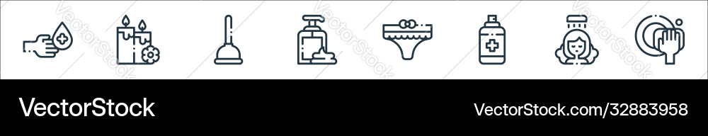 Hygiene routine line icons linear set quality Vector Image