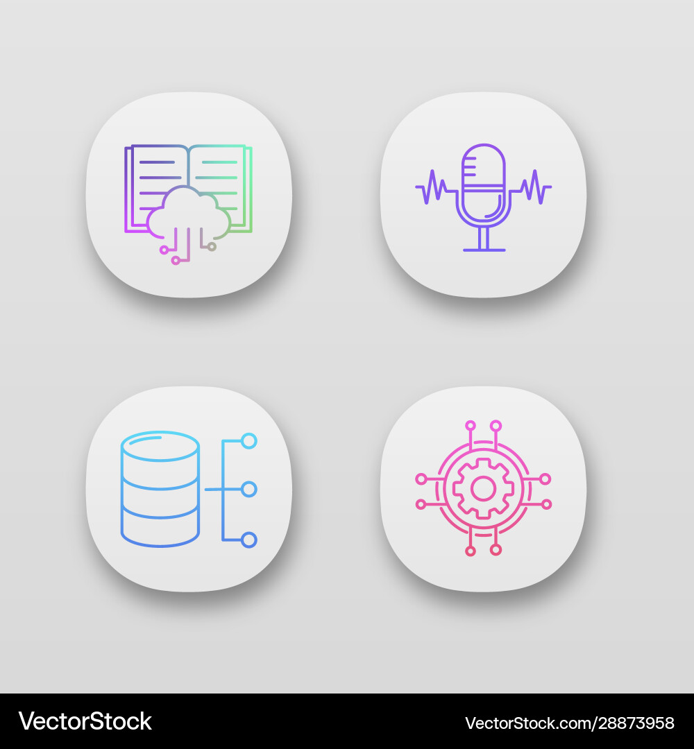 Machine learning app icons set Machine learning app icons set vector image