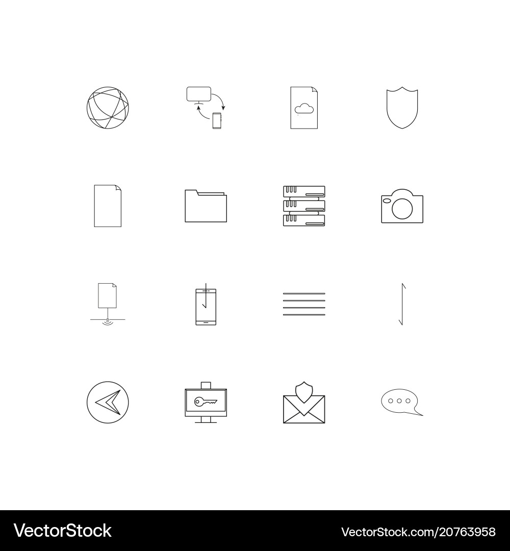 Network and database linear thin icons set vector image