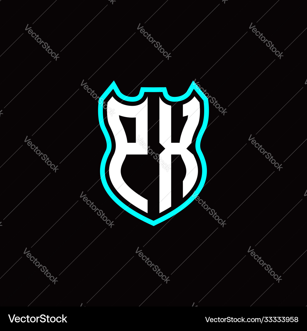 P x initial logo design with shield shape P x initial logo design with shield shape vector image