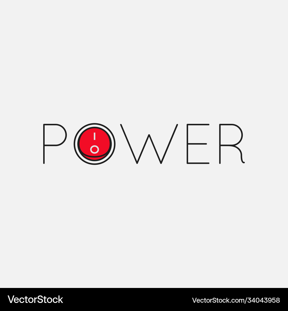 Power logo with button on white background Vector Image