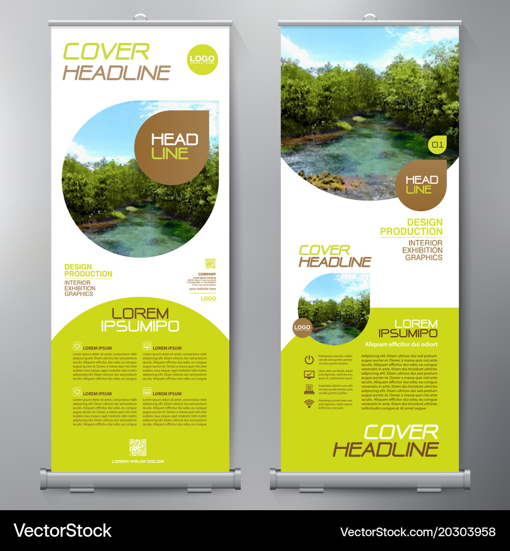 Roll Up Banner Stand Display Template Vector Image