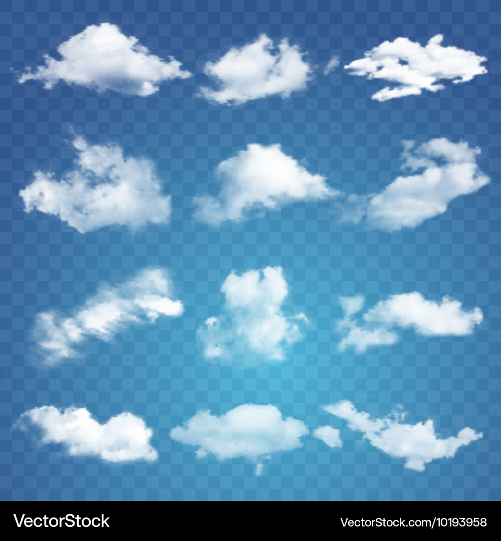 Set of transparent different clouds vector image