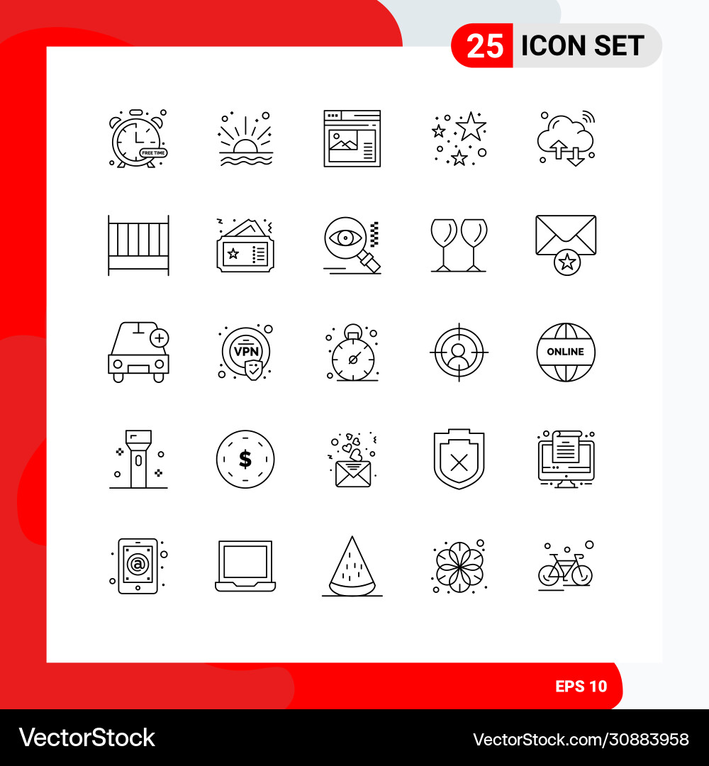User interface pack 25 basic lines internet Vector Image
