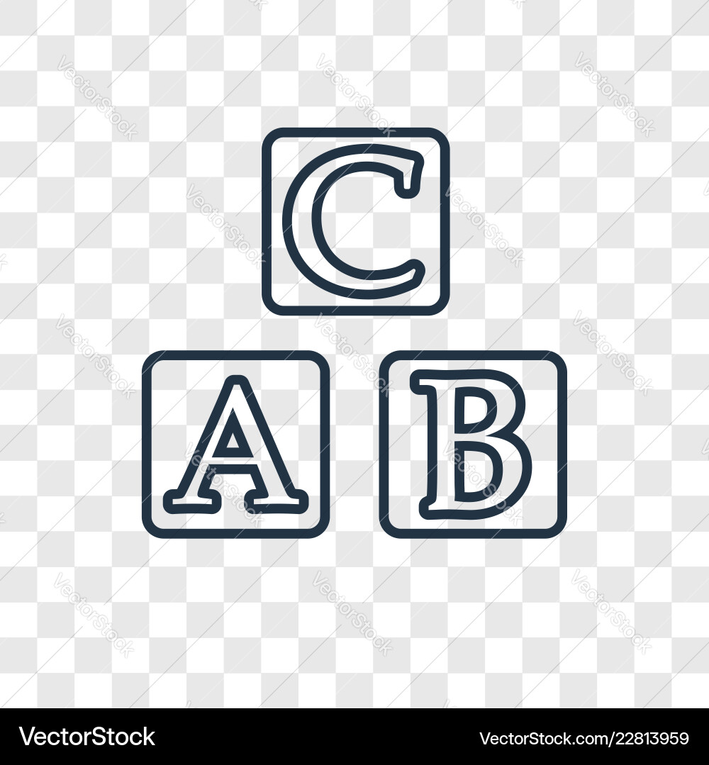 Abc concept linear icon isolated on transparent Abc concept linear icon isolated on transparent Vector Image