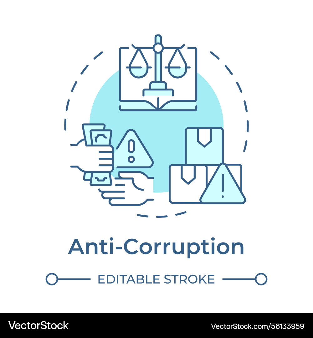 Anti corruption soft blue concept icon Royalty Free Vector