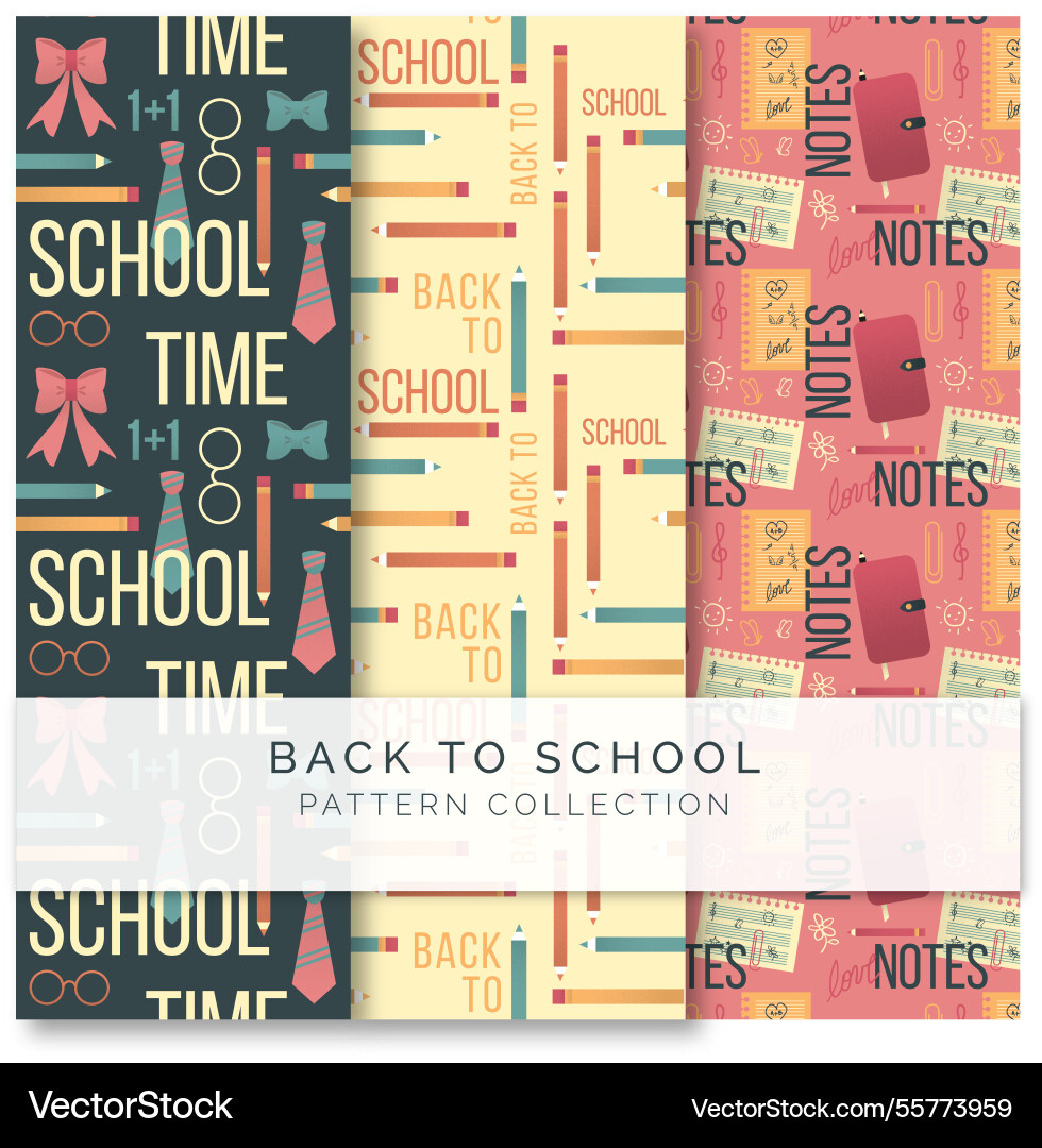 Back to school patterns collection with elements Vector Image