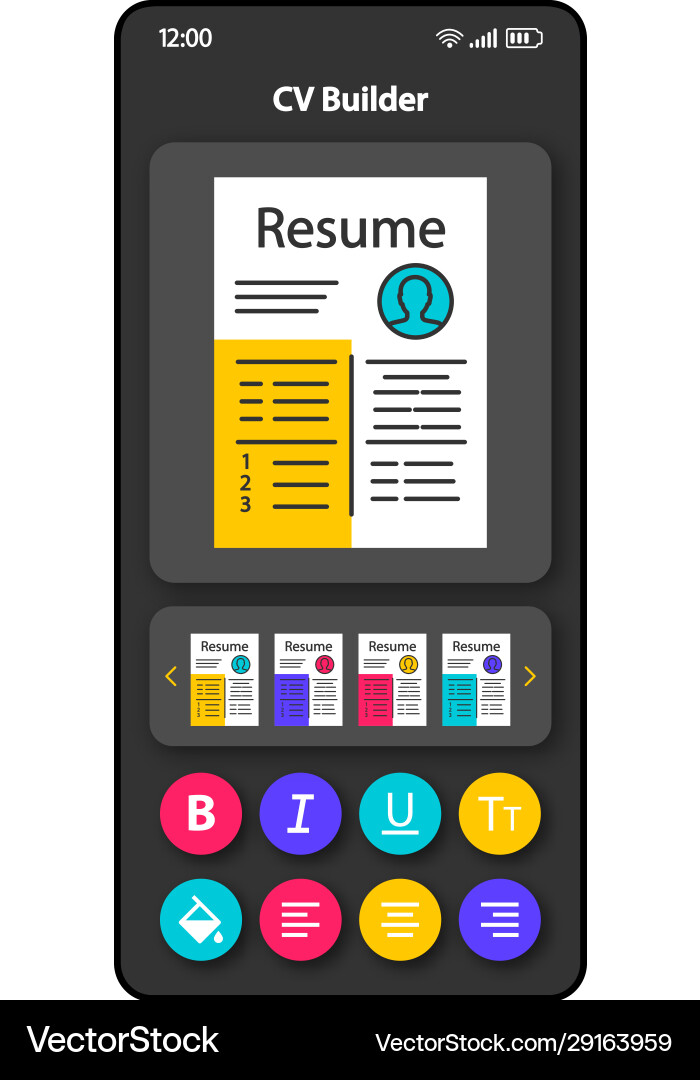 Cv writing software smartphone interface template Cv writing software smartphone interface template Vector Image