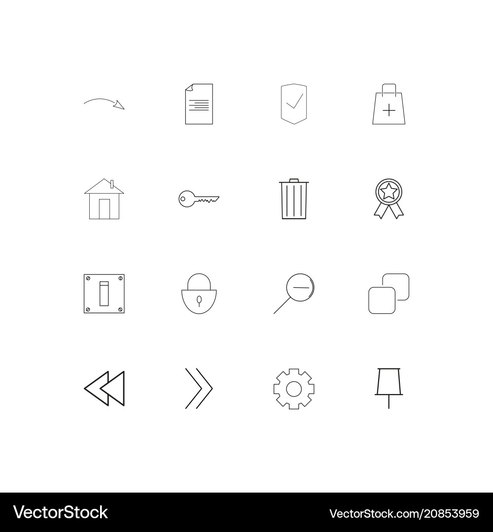 Interface linear thin icons set outlined simple vector image